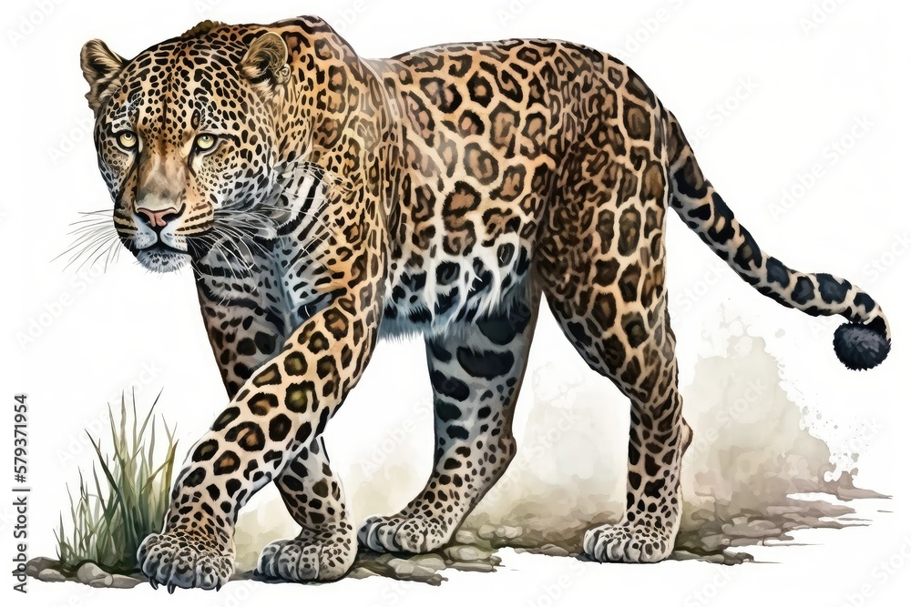 Obraz premium Full body Jaguar Watercolor. Isolate on white background.