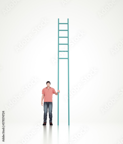 Man is standing next to a s...