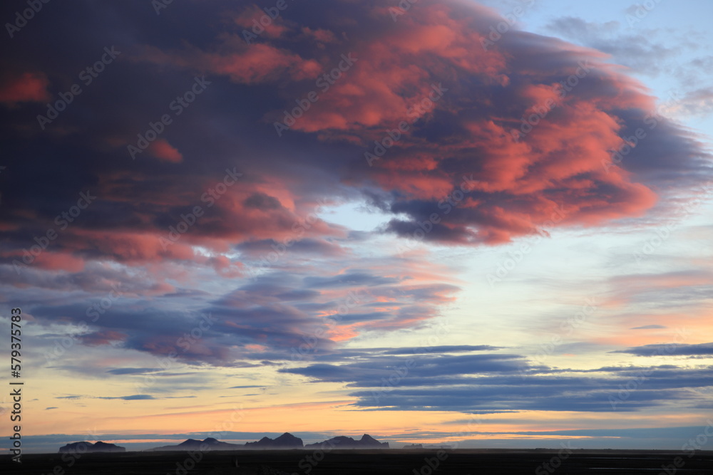 Fototapeta premium View of the Westman Islands at sunset Iceland