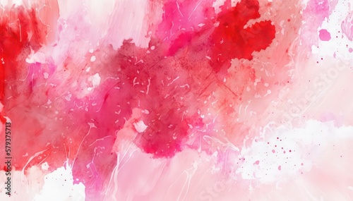 Bright abstract watercolor background. Red paint on white paper. Red and white acrylic wallpaper. Generative AI art.