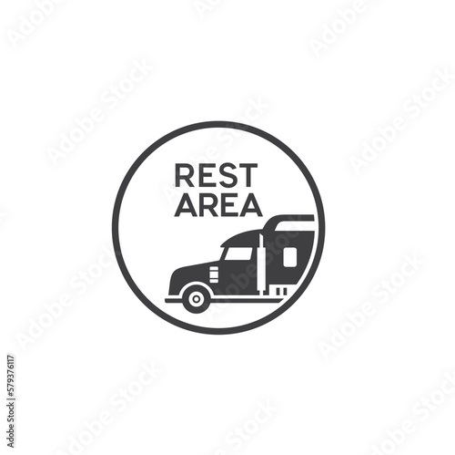 illustration of rest area, rest area road sign, vector art.