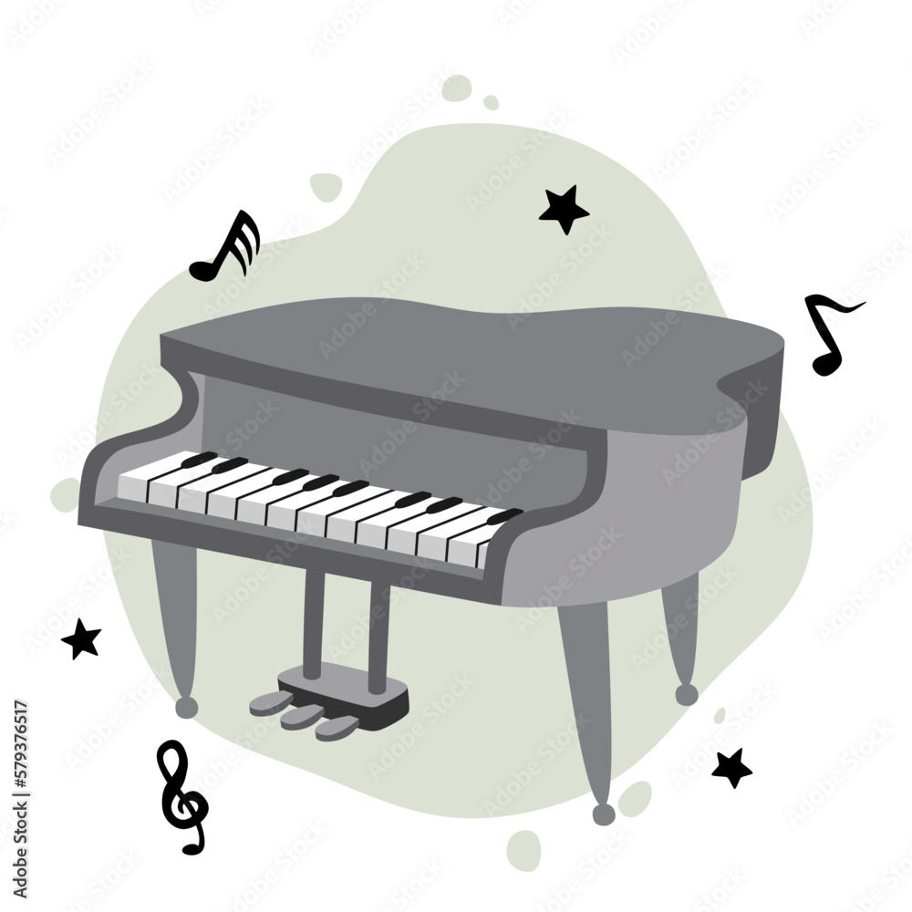 hand drawn cute piano in cartoon style. hand drawn cute piano in cartoon style.