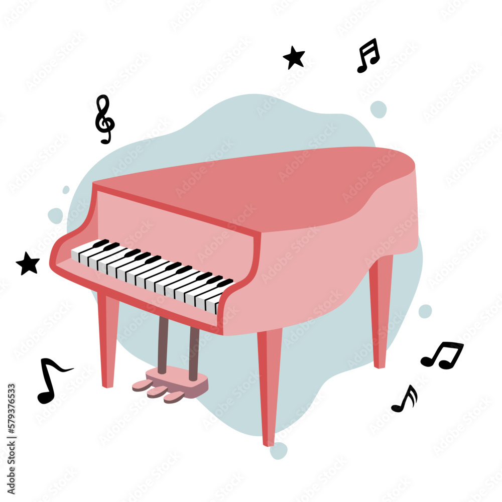 hand drawn cute piano in cartoon style. hand drawn cute piano in cartoon style.
