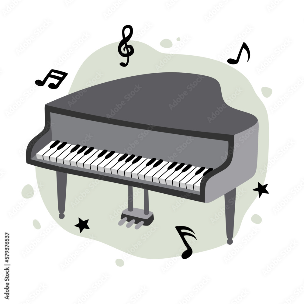 hand drawn cute piano in cartoon style. hand drawn cute piano in cartoon style.