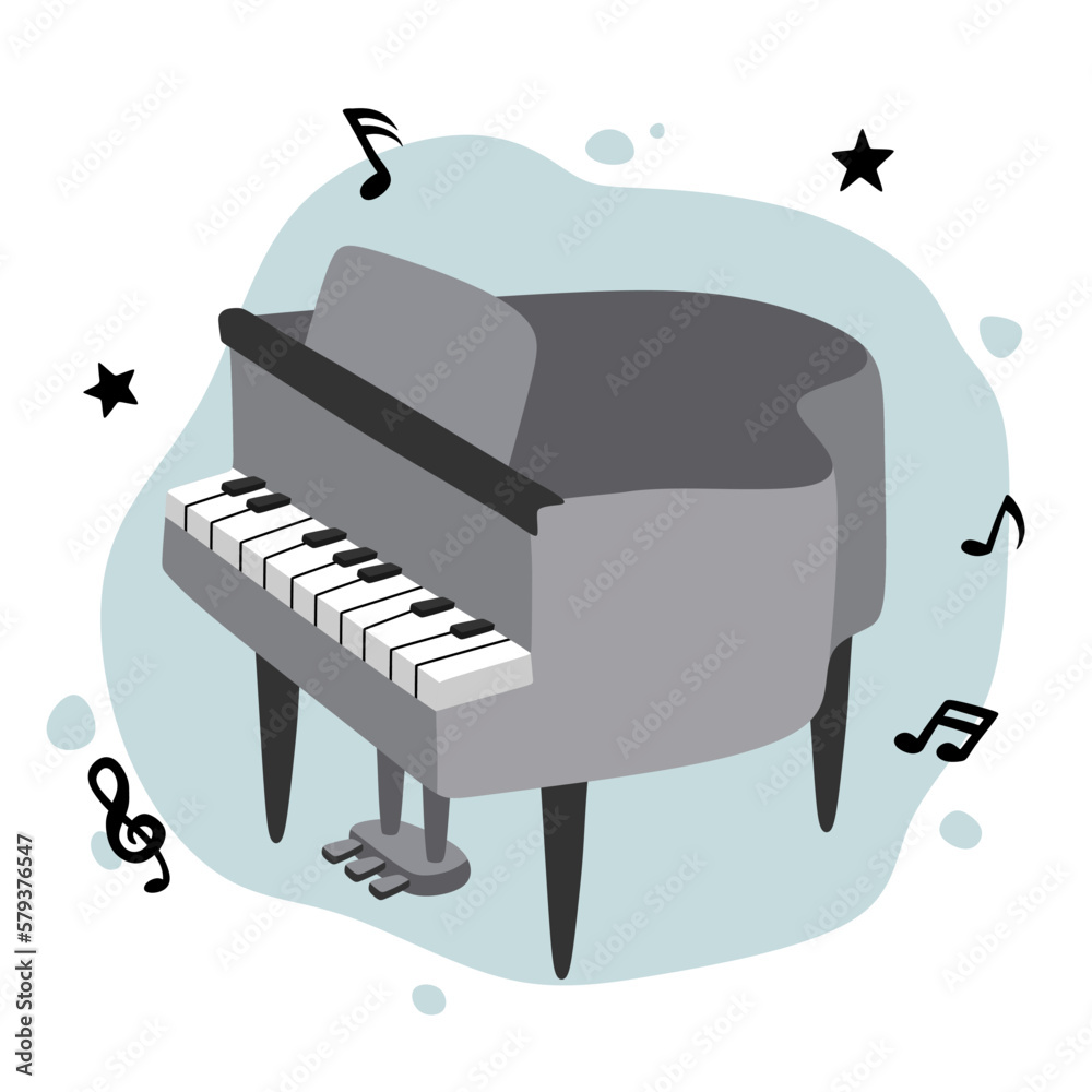 hand drawn cute piano in cartoon style. hand drawn cute piano in cartoon style.