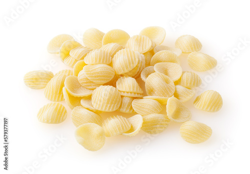 Obraz na płótnie Heap of uncooked orecchiette pasta isolated on white background w salonie