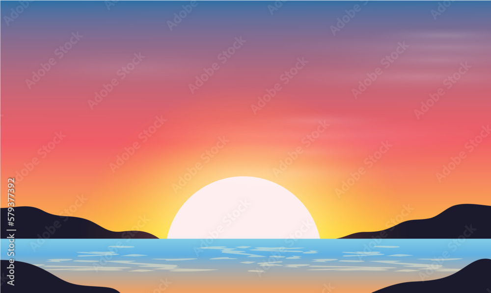 gradient sunset beach background landscape.