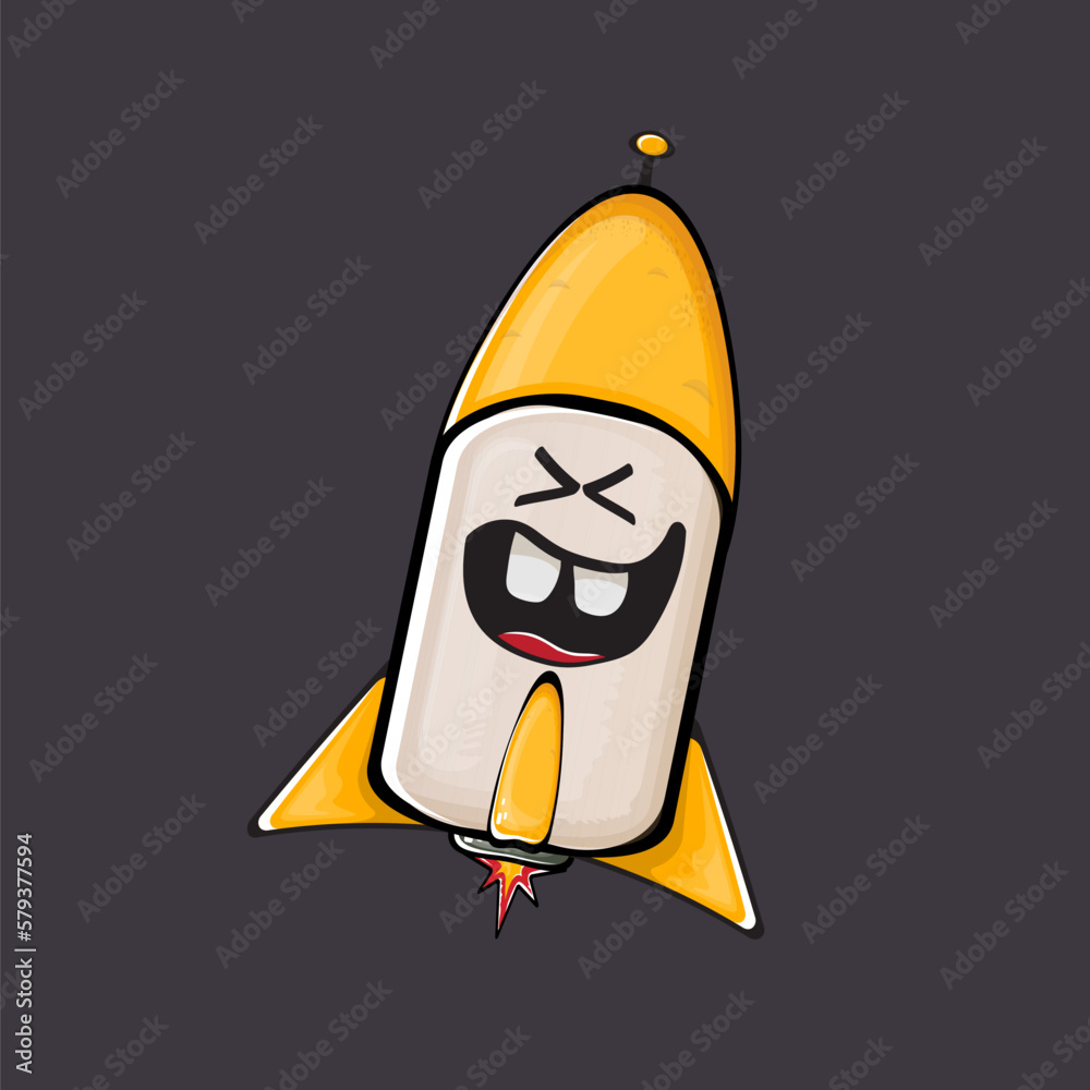 Rocket spaceship character. Cartoon space rocket isolated on space ...