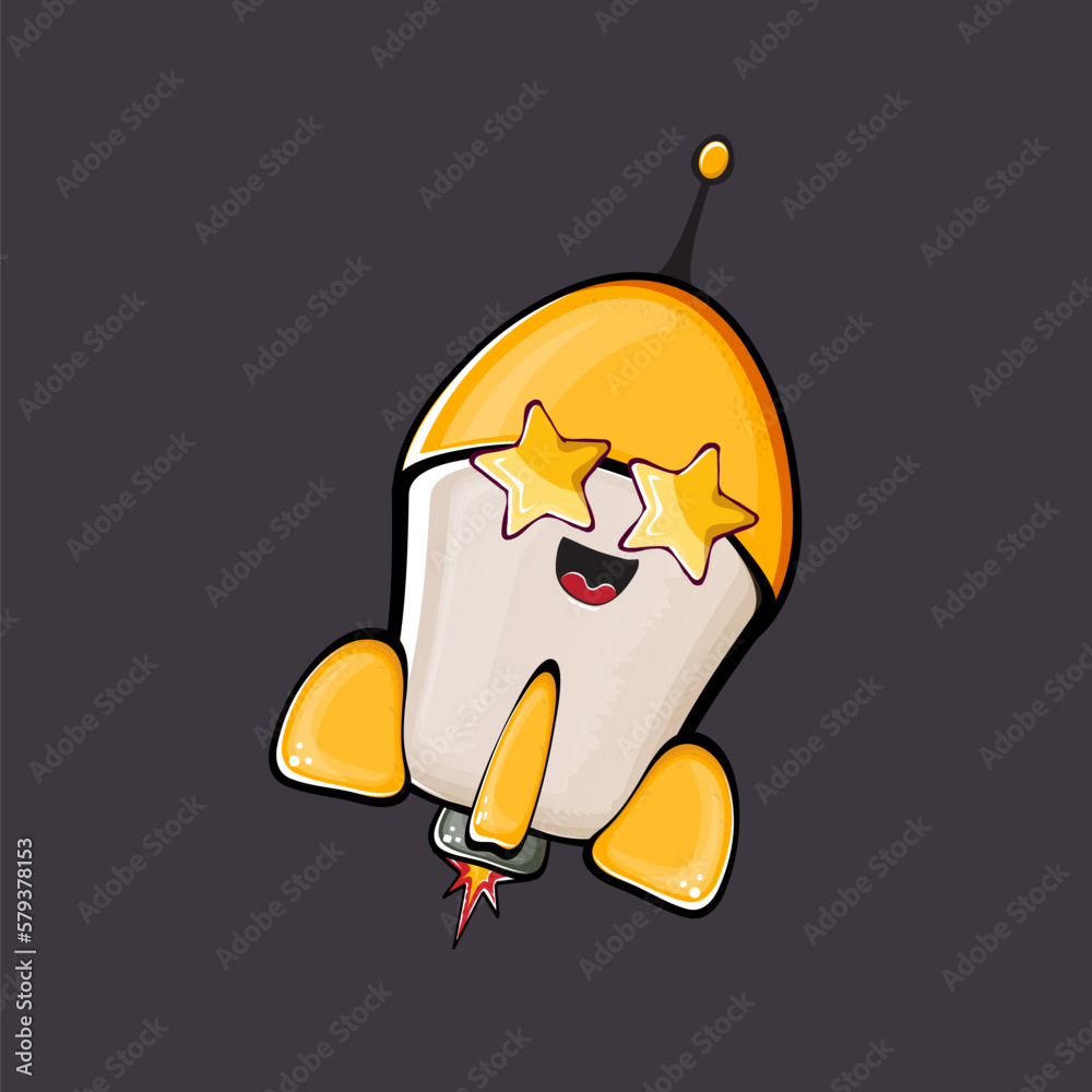 Rocket spaceship character. Cartoon space rocket isolated on space ...