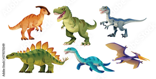 Fototapeta Naklejka Na Ścianę i Meble -  Set of cartoon dinosaur characters vector illustration
