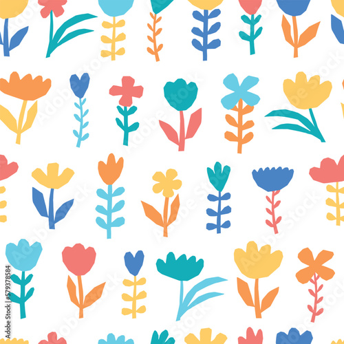Seamless pattern with abstract floral elements on white background for wallpapers, wrapping paper, scrapbooking, nursery decor, stationary, etc. EPS 10