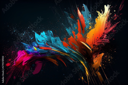 Colorful paint splashes or explosions. Generative AI illustration