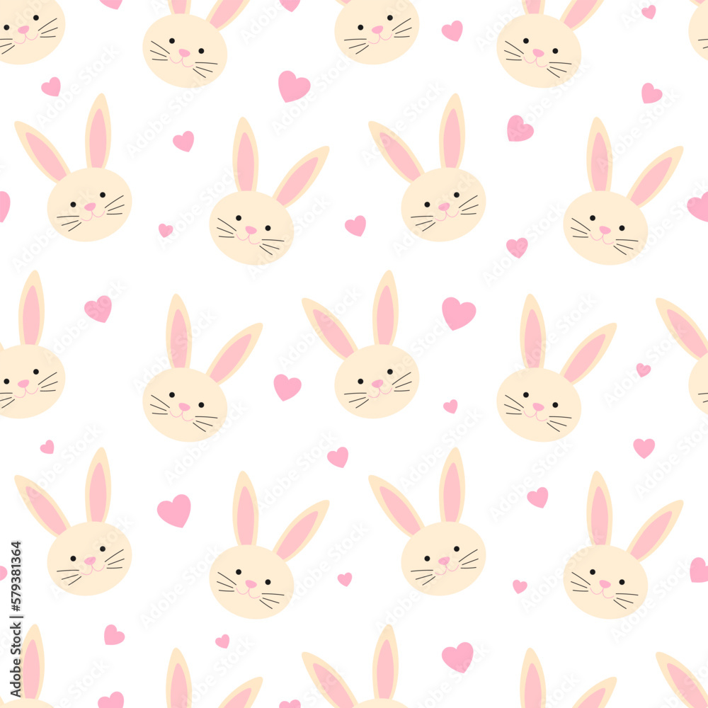 Seamless pattern pink Bunny vector illustration