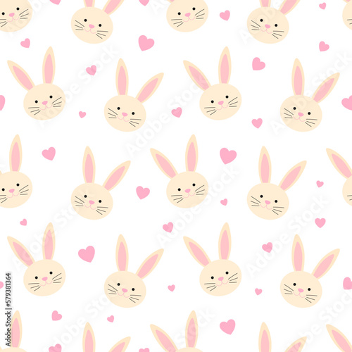 Seamless pattern pink Bunny vector illustration