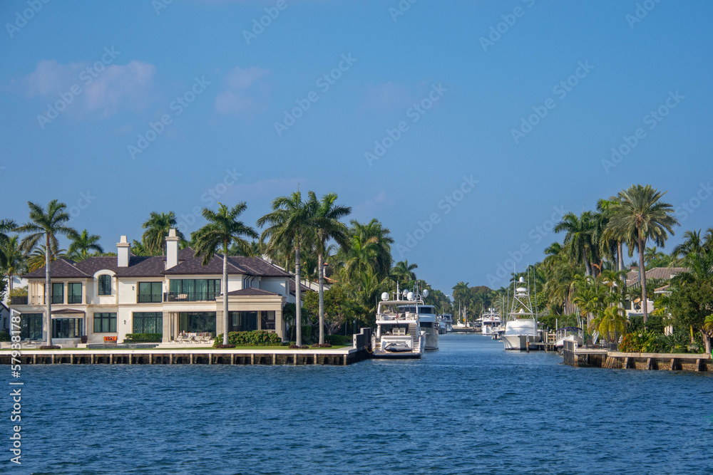 Architecture along the canals of Fort Lauderdale in Florida, USA
