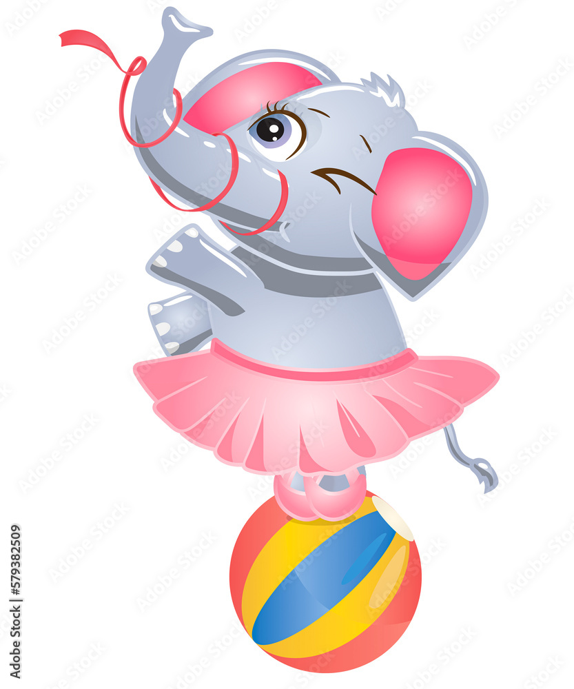 Obraz premium Cute Elephant Ballet Animals Background and Illustration