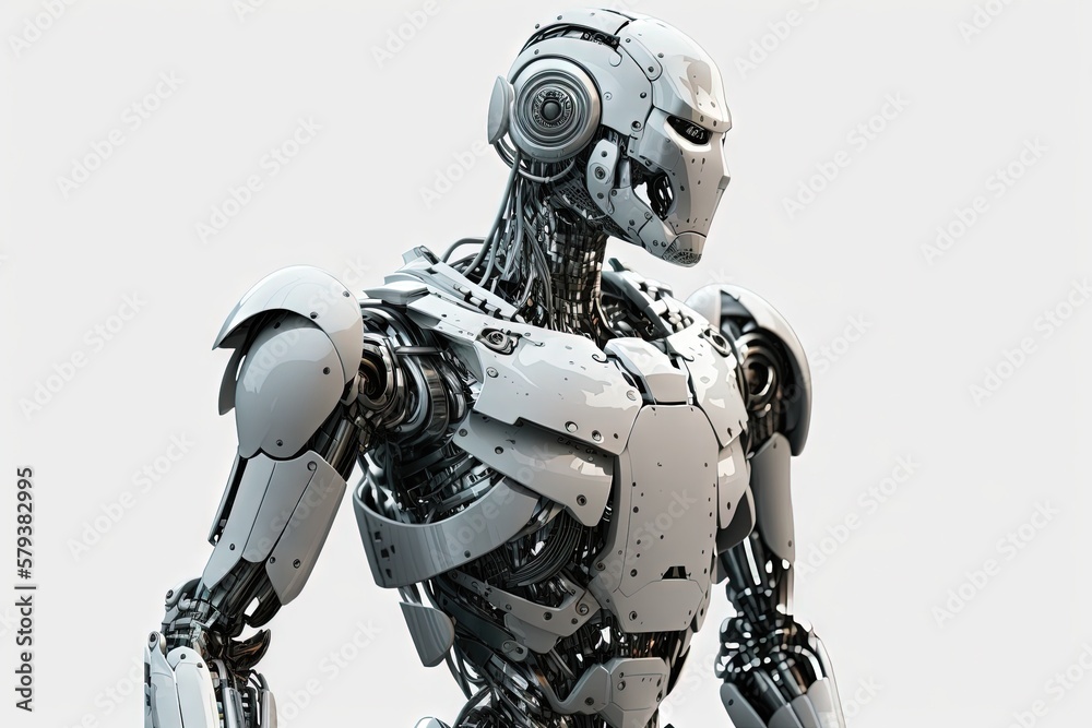 Humanoid Men Artificial Intelligence with Solid White Background, generated with AI. Suitable for background design, wallpaper, futuristic website, poster, banner. Humanoid Men Artificial Intelligence with Solid White Background, generated with AI. Suitable for background design, wallpaper, futuristic website, poster, banner.
