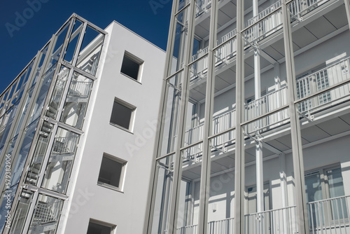 Detail of a two modern apartment buildings