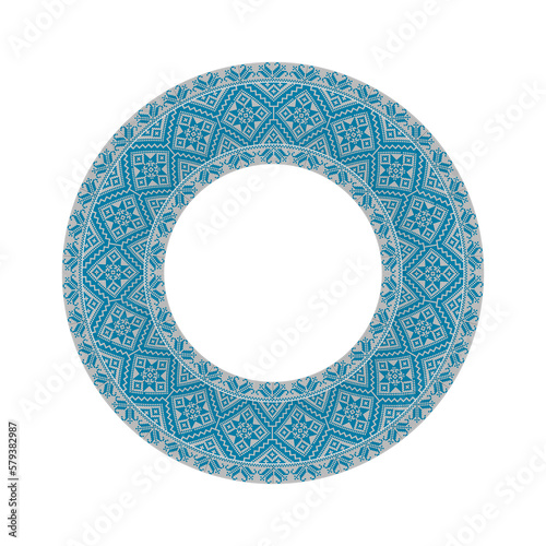 Round frame with geometric pixel pattern isolated on white background