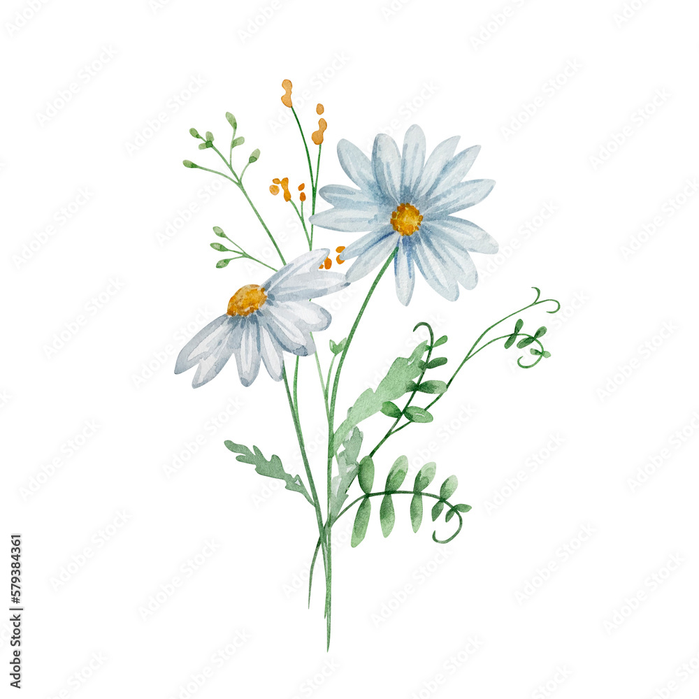Watercolor bouquet of wildflowers Watercolor bouquet of wildflowers
