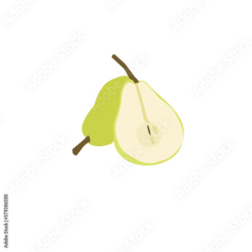 A beautiful green fruit pear vector art work .