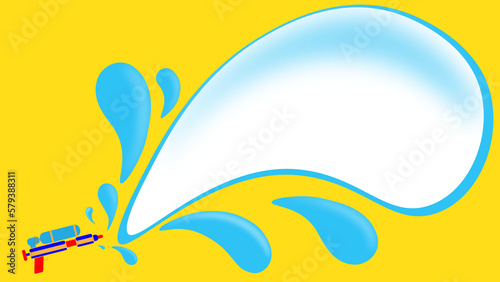 Transparent vector water splash with water gun on Thailand water splash festival on yellow summer background