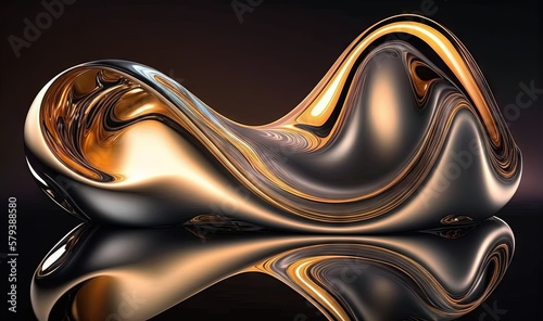  an abstract gold and black background with a wavy design on it. generative ai