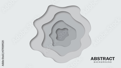 Abstract gray and white paper cut background. Minimal geometric shapes. Vector design template for web and print projects.