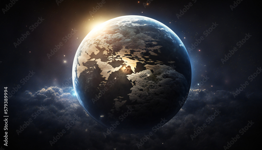 Obraz premium Planet similar to Earth in space - Space wallpaper - Generative AI