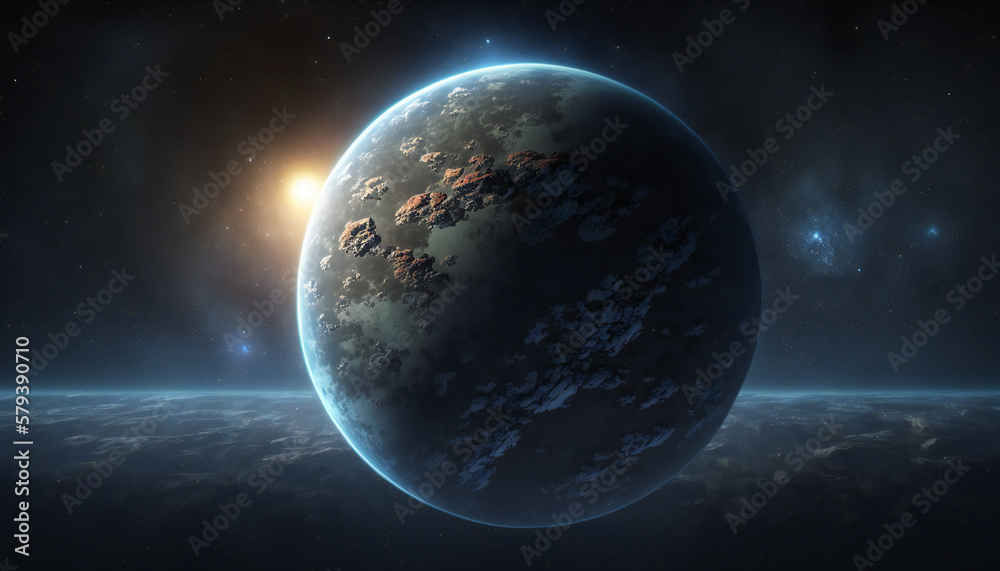 Planet similar to Earth in space - Space wallpaper - Generative AI