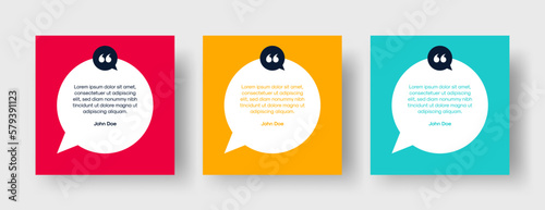 Speech Bubble Quote Template Set. Blank Speech Bubble Frame with Quotation Marks. Vector Illustration

