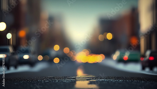 Blurred and unfocused street road background, Generative AI
