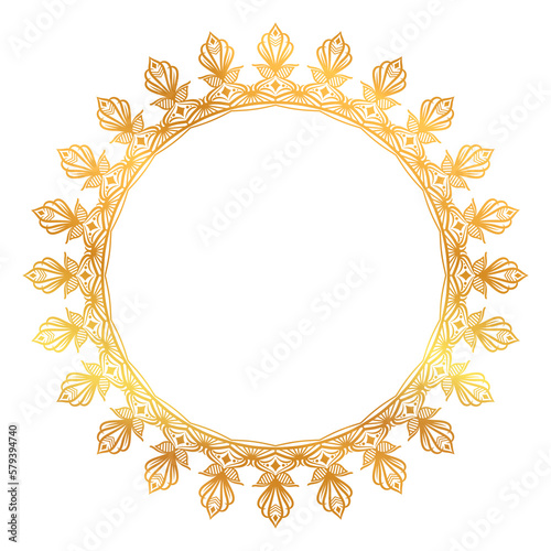 golden circle frame with mandala motif