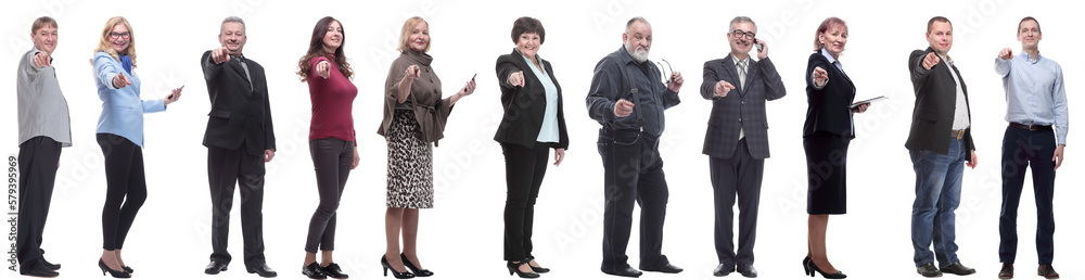group of business people showing finger at camera group of business people showing finger at camera