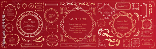 高級感のあるカードデザイン。アンティークな装飾デザイン。エレガントな縁の模様。