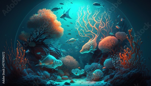 Aqua Fantasia  A Surreal Underwater World of Bioluminescent Creatures and Coral Reefs