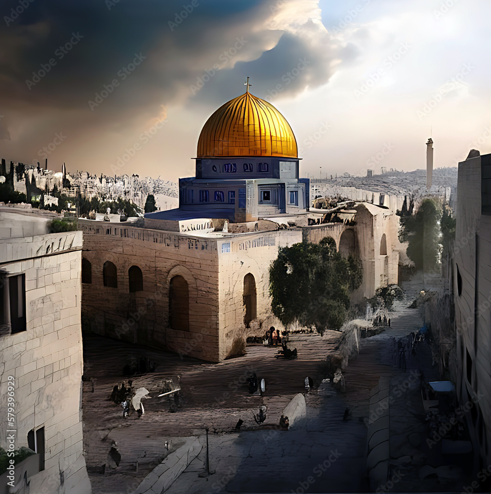 Jerusalem, Palestine, Dome of the Rock - Created with Generative AI Technolog