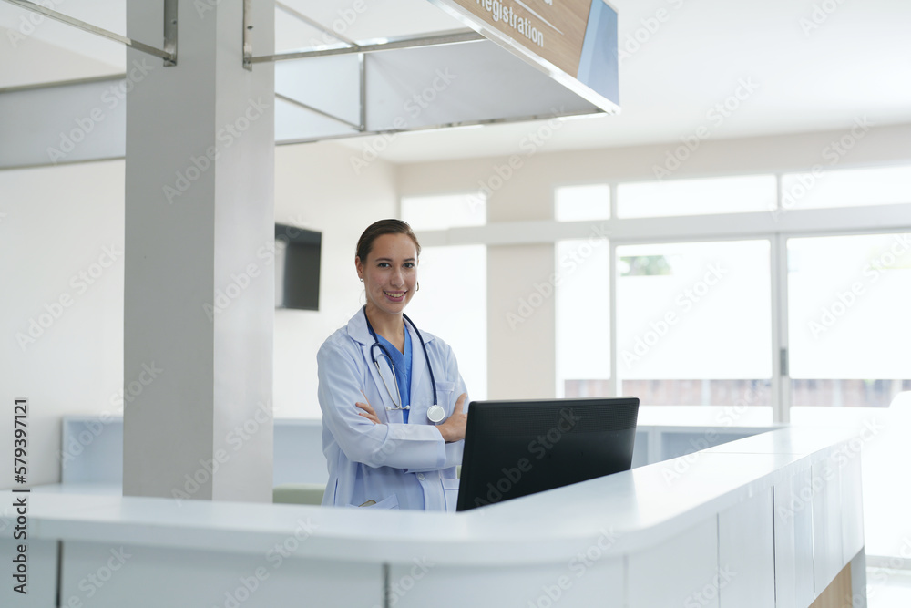 Fototapeta premium Healthcare and Medicine! The hospital pre op room, nurses station and patient prep areas.
