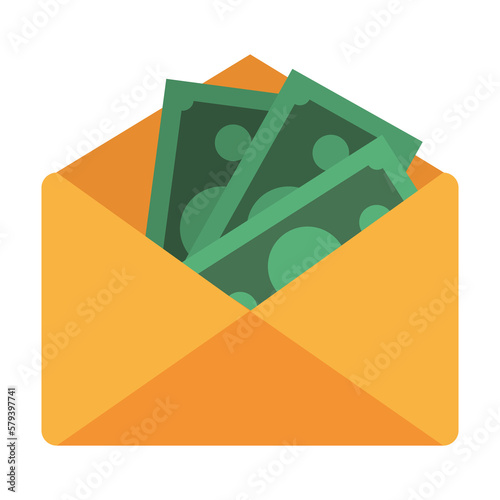 png image of banknotes icon in an envelope with transparent background