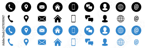 Social networking icon set. Contact and social icons. Vector illustration