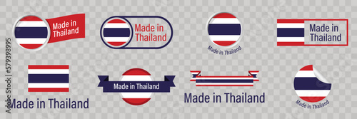 Made in Thailand label. Thailand quality Sticker collection. Vector illustration in flat design
