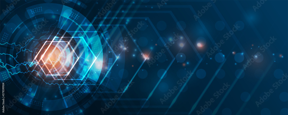 Obraz premium Abstract background image electric current technology hexagon hi tech concept