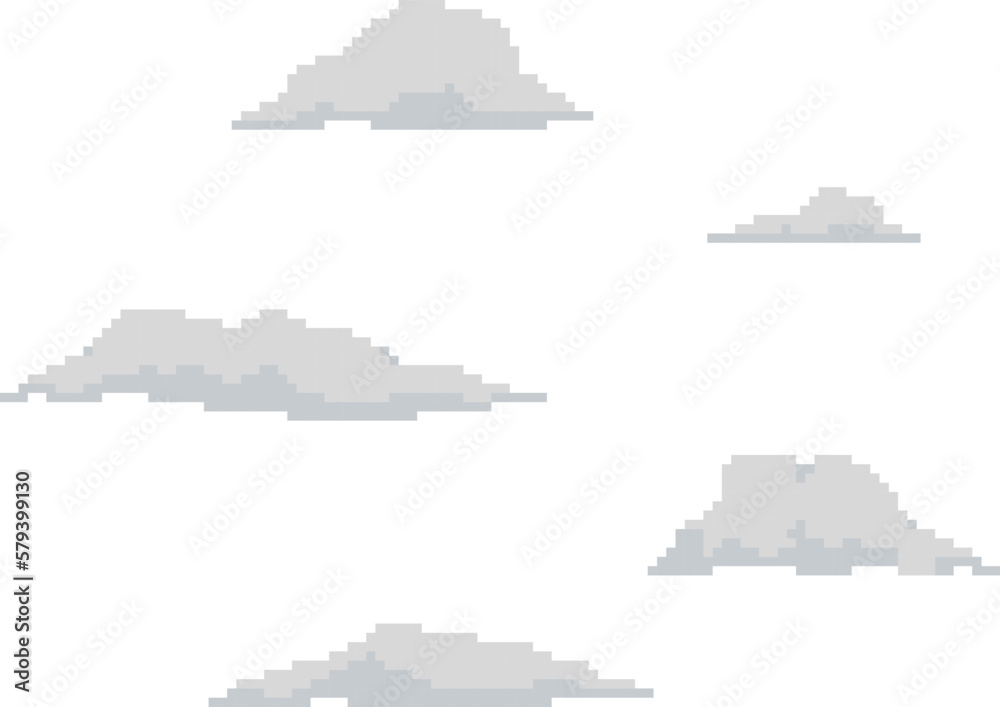 Set of clouds in the pixel art style. Vector illustration. Stock Vector ...