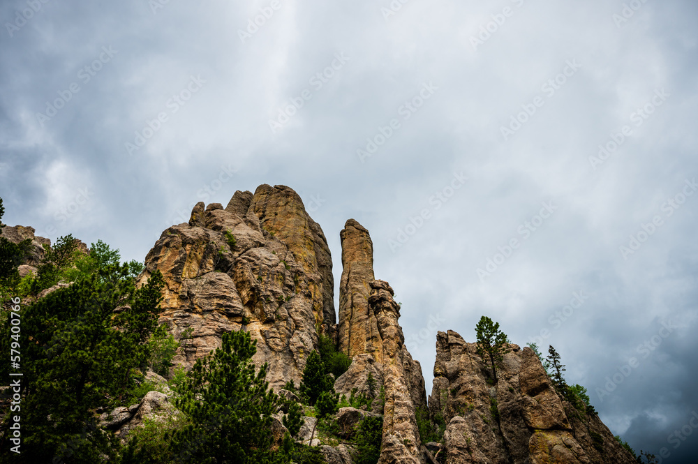 Landscape along the scenic Needles Road in Custer State Park, South Dakota