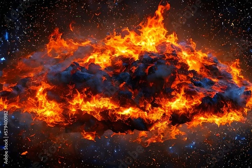 fire in the fireplace. Abstract hottest fire background, fire balls in the ground