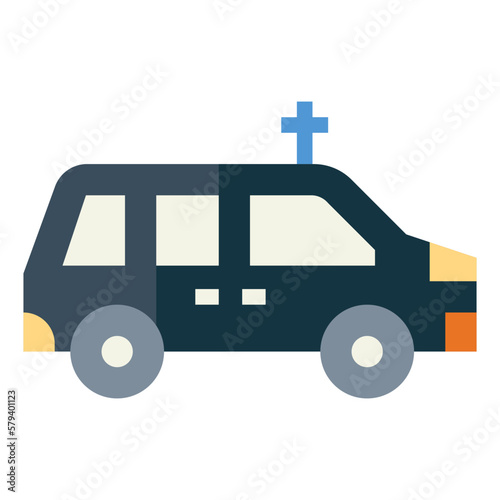 funeral car flat icon style