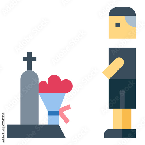 graveyard flat icon style