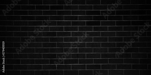 Illustration of a black brick wall. brick wall background in black and white color.