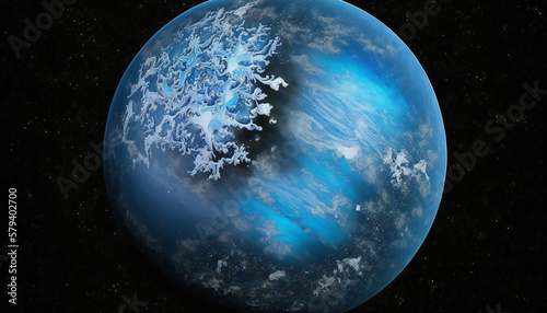 Planet similar to Neptun in space - Space wallpaper - Generative AI