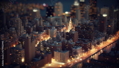 New York city aerial skyline tilt shift generative ai